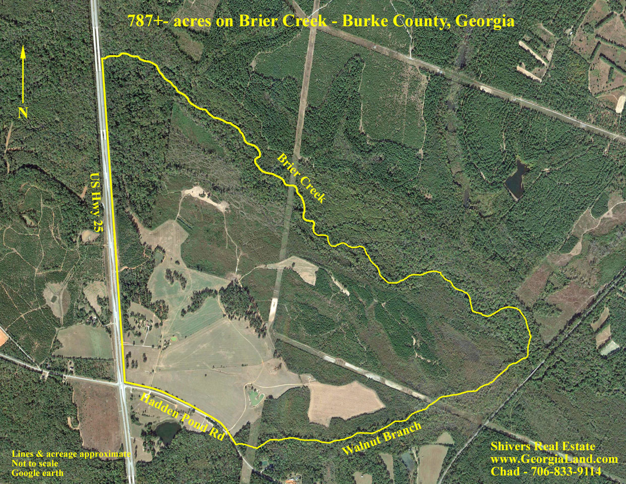 787+ acres with home, pasture, wooded, on Brier Creek Burke County