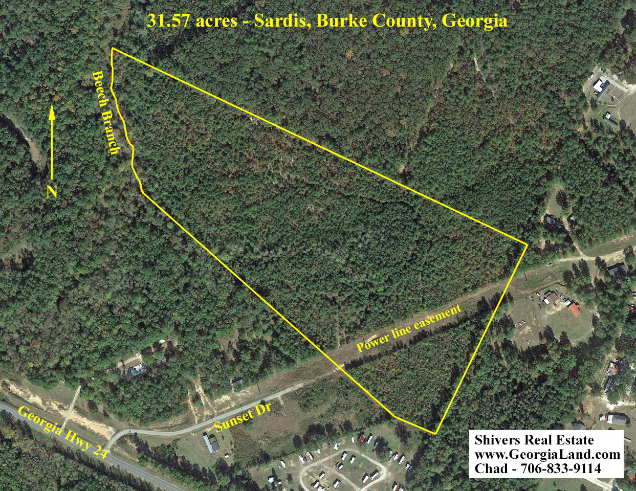 31.57 acres wooded Sardis, Burke County,